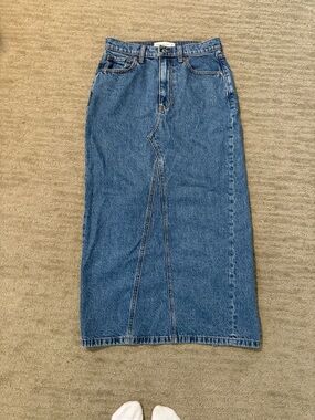 Abercrombie & Fitch Blue Straight-Leg Denim Maxi Skirt